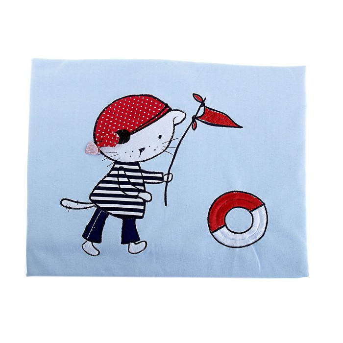 Плед трикотажный "Морские котята", размер 90*90 см, цвет синий 30067