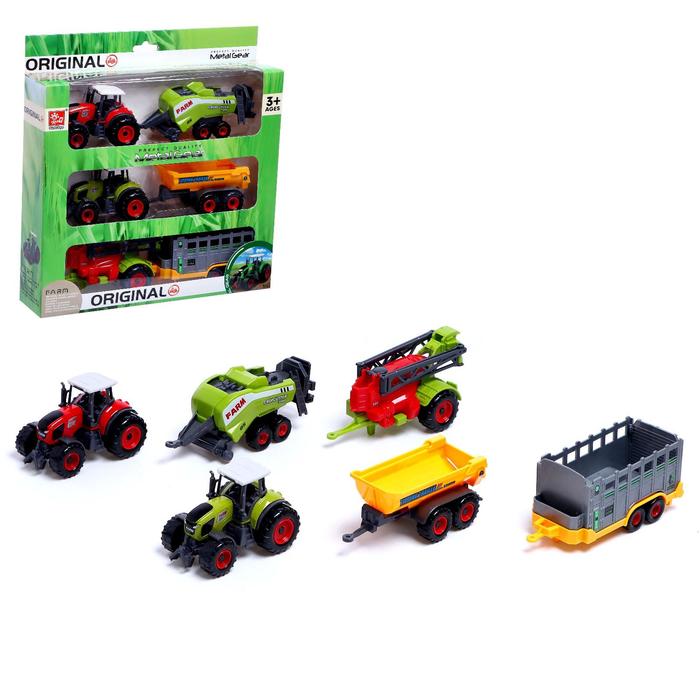 Набор металлических тракторов «Ферма», МИКС набор металлических тракторов ферма микс