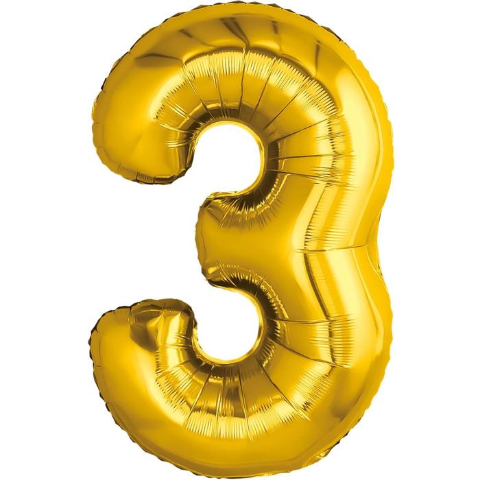 Шар фольгированный 32 «Цифра 3», цвет золотой шар фольгированный 32 цифра 3 цвет прозрачно бирюзовый