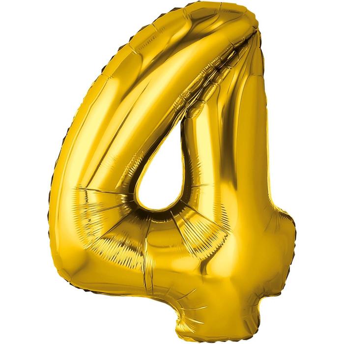 Шар фольгированный 32 «Цифра 4», цвет золотой шар фольгированный 32 цифра 4 цвет серебристый