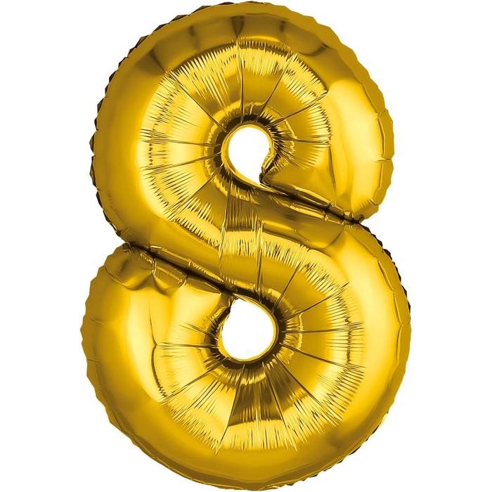 Шар фольгированный 32 «Цифра 8», цвет золотой