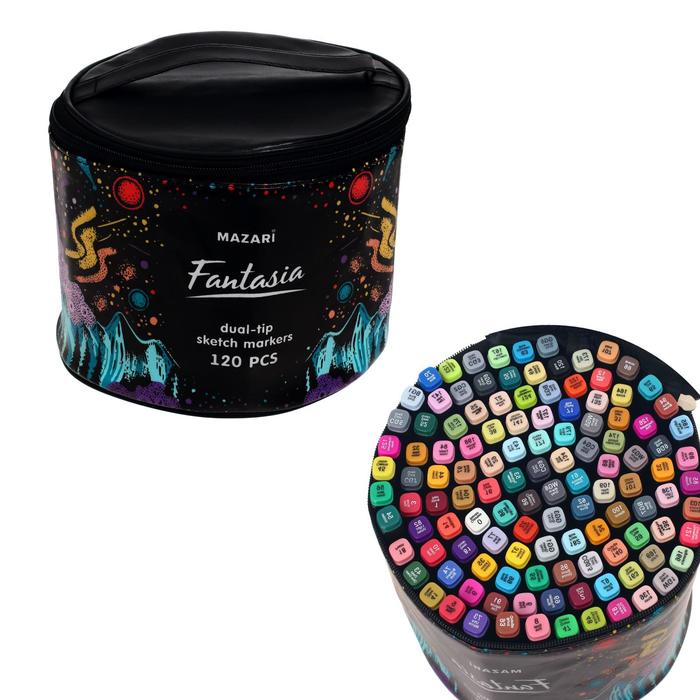 Набор двусторонних маркеров для скетчинга Mazari Fantasia, 120 цветов