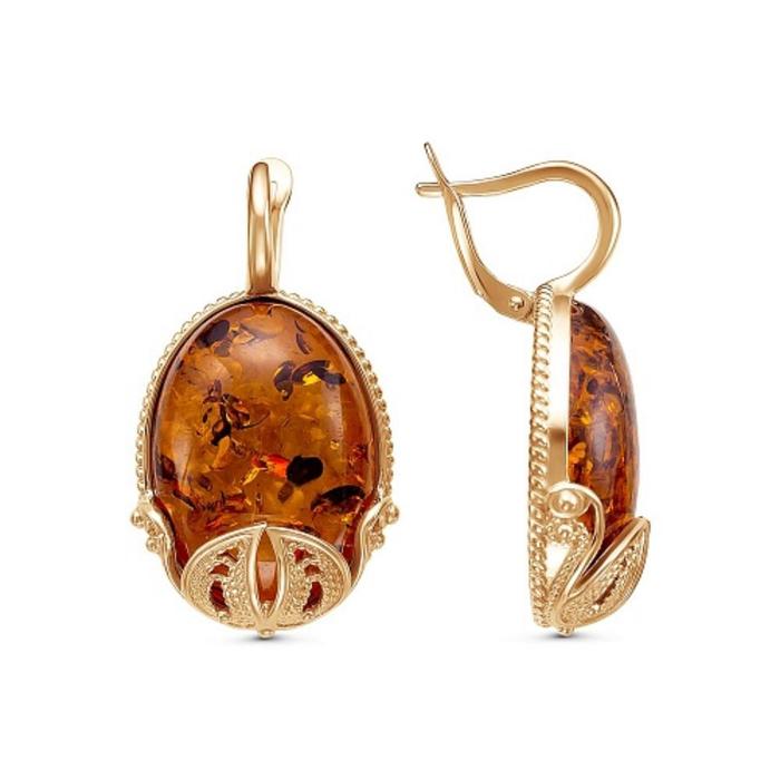 

Серьги корона "Янтарь", розовое золочение