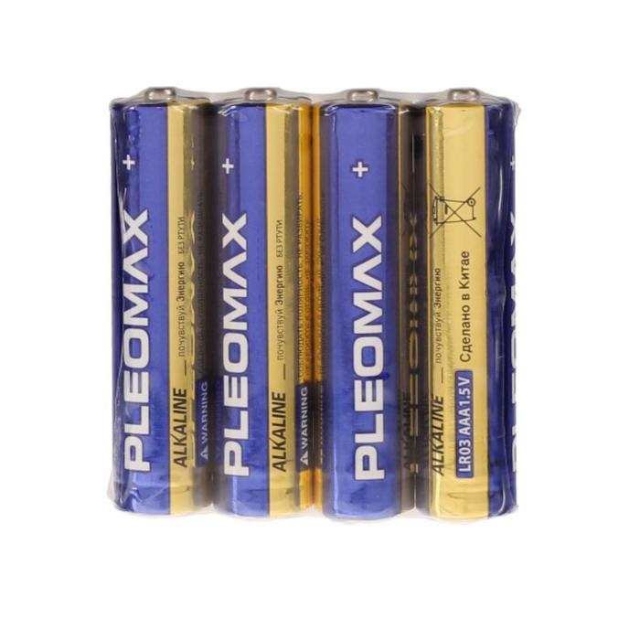 батарейка pleomax lr03 4 1bl Батарейка алкалиновая Pleomax, AAA, LR03-4S, 1.5В, спайка, 4 шт.