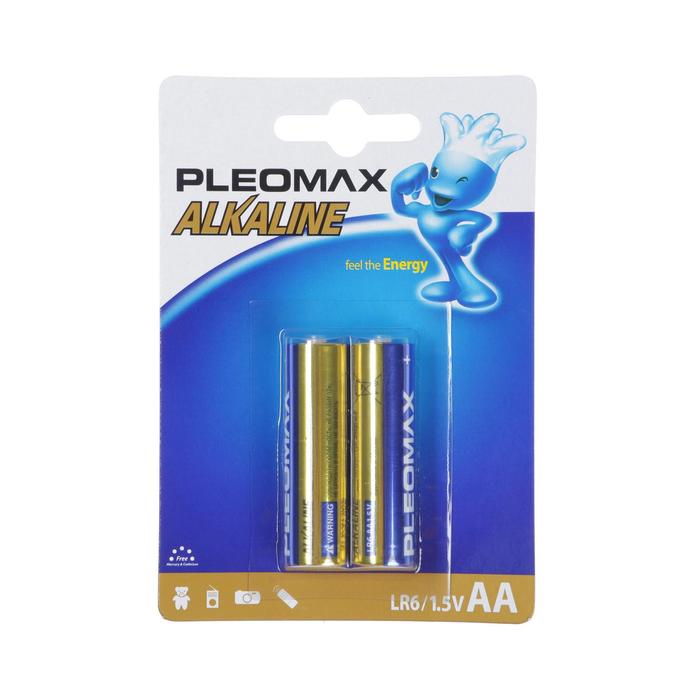 Батарейка алкалиновая Pleomax, AA, LR6-2BL, 1.5В, блистер, 2 шт. батарейка алкалиновая duracell ultra power aa lr6 2bl 1 5в 2 шт