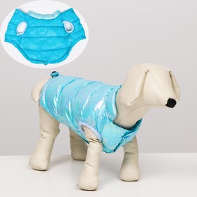 Куртка для собак двухсторонняя с утяжкой, размер 18(ДС 40 см,ОГ 50 см,ОШ 38 см),голубая