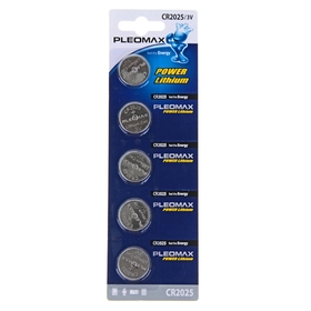 

Батарейка литиевая Pleomax, CR2025-5BL, 3В, блистер, 5 шт.