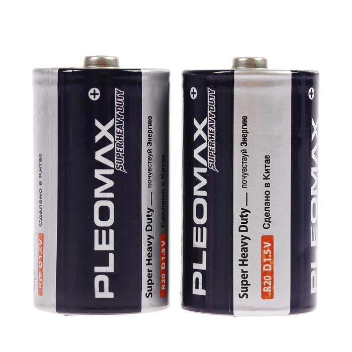 Батарейка солевая Pleomax Super Heavy Duty, D, R20-2S, 1.5В, спайка, 2 шт. цена и фото