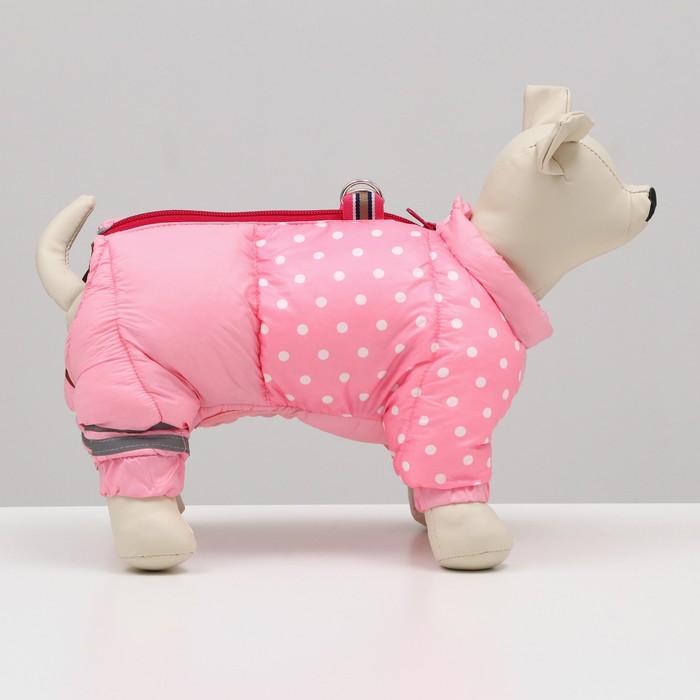фото Комбинезон для собак "горошек", размер 18 (дс 31, ог 46, ош 38 см), розовый