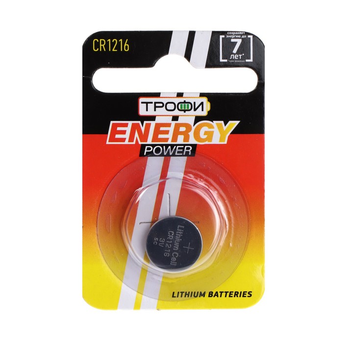 Батарейка литиевая "Трофи", CR1216-1BL, блистер, 1 шт.