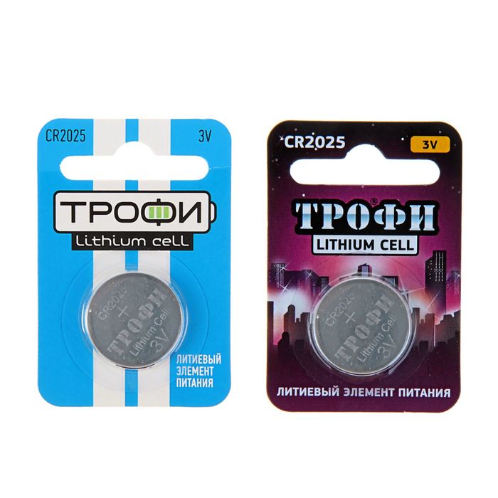 Батарейка литиевая "Трофи", CR2025-1BL, блистер, 1 шт.