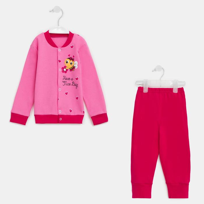 Комплект (кофточка-штанишки) для девочки, цвет розовый, рост 80 см комплект кофточка штанишки для девочки цвет розовый рост 86 см
