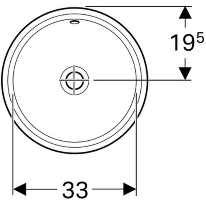 фото Раковина geberit variform 500.744.01.2, d=33 см, без отверстия под смеситель, белый