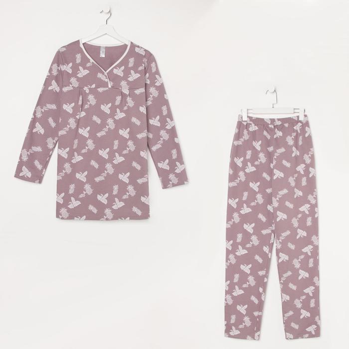 Пижама (брюки/туника) женская «Чаровница», цвет кофе, размер 52