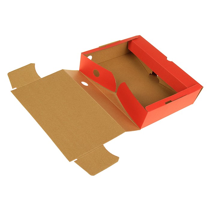 Короб архивный А4, 75мм, микрогофрокартон, картонный клапан, красный