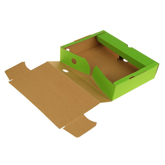 Короб архивный А4, 75мм, микрогофрокартон, картонный клапан, зелёный