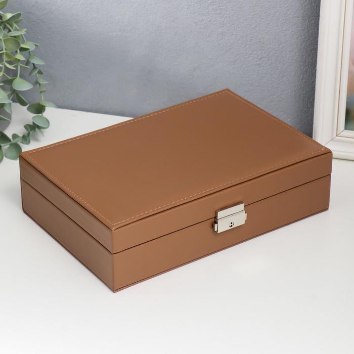 

Шкатулка кожзам для украшений "Гладкость золото" 7х26,5х18 см