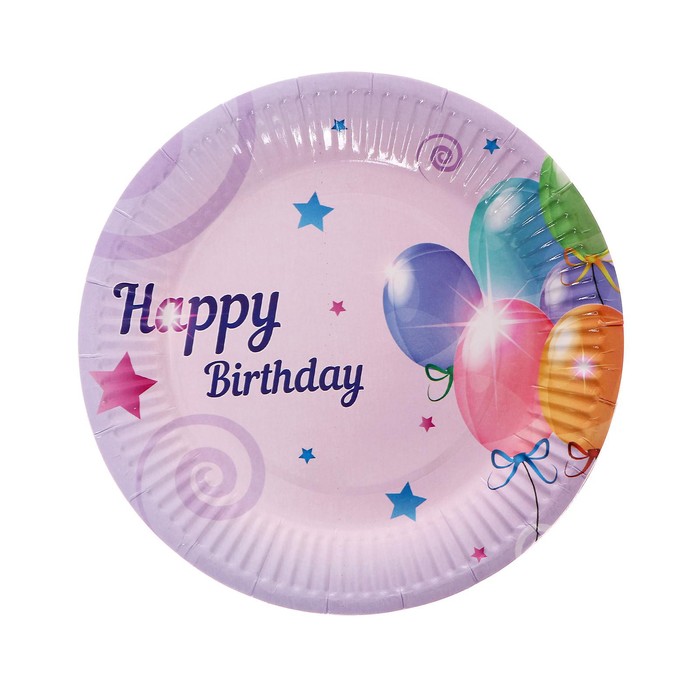 Тарелка бумажная «С Днём Рождения», шарики, набор 6 шт. тарелка бумажная с днём рождения звезда набор 6 шт