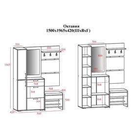 

Прихожая Октавия с зеркалом, 1500х420х1965, Анкор светлый