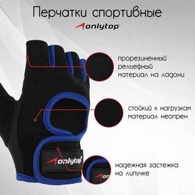 Перчатки спортивные, размер L, цвет черно-синий Ош
