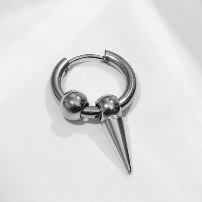 фото Пирсинг в ухо "кольцо" шип с шариками, d=12мм, цвет серебро queen fair