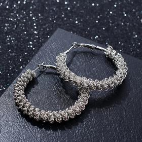 Серьги-кольца 'Вернисаж' проволока, цвет серебро, d=5 Ош