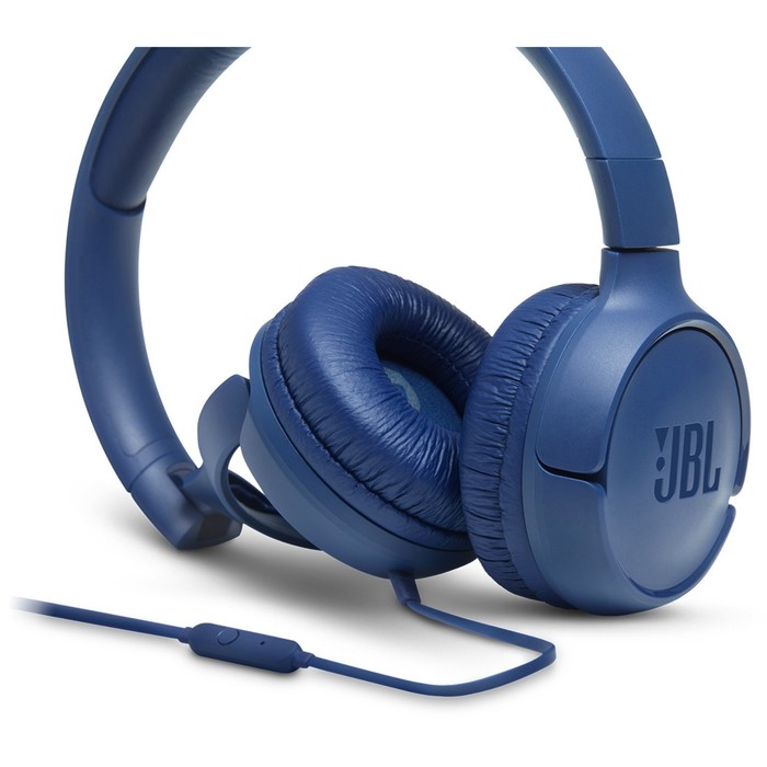 Наушники JBL T500, накладные, микрофон, 108 дБ, 32 Ом, 1.19 м, проводные, 3.5 мм, синие