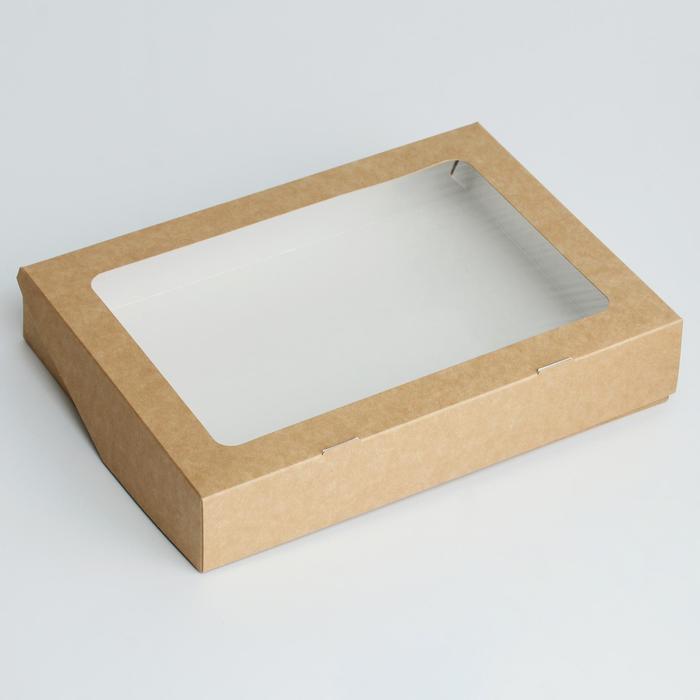 Коробка складная, с окном, крафт, 28 х 20 х 5 см