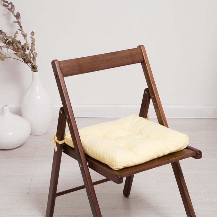Набор подушек для стула 35х35см 2шт, цв.желтый, файбер, бязь хлопок 100%