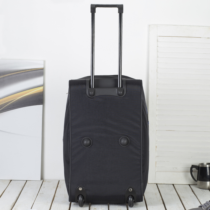 Сумка дорожная на колёсах, 1 отдел, 3 наружных кармана, чёрный/синий