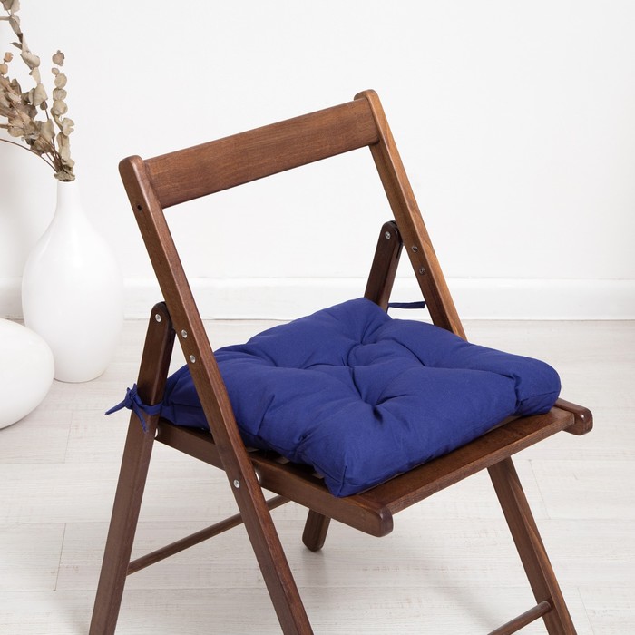 фото Набор подушек для стула 35х35см 2шт, цв. темно-синий, бязь, холлофайбер адель