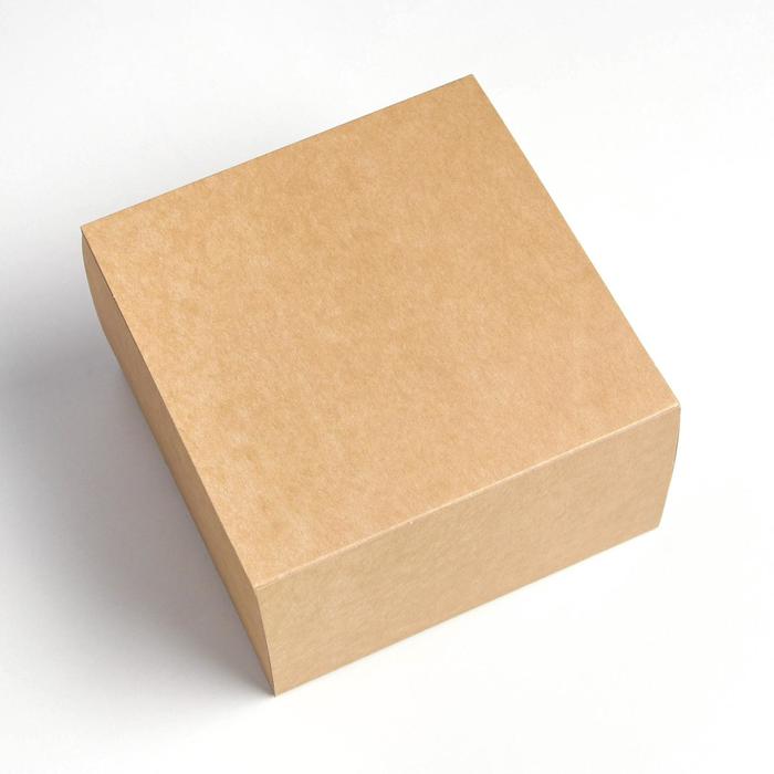 Коробка подарочная складная крафтовая, упаковка, 14 х 14 х 8 см фото