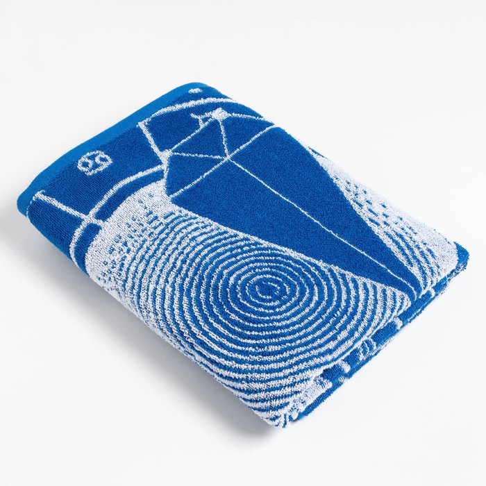 фото Полотенце махровое этель "знаки зодиака: весы" синий, 67х130 см, 100% хлопок, 420гр/м2