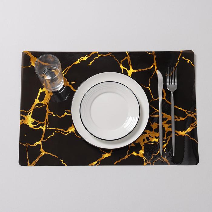 Салфетка сервировочная на стол «Мрамор», 45×30 см, цвет чёрный салфетка сервировочная на стол грани 45×30 см цвет серебряный