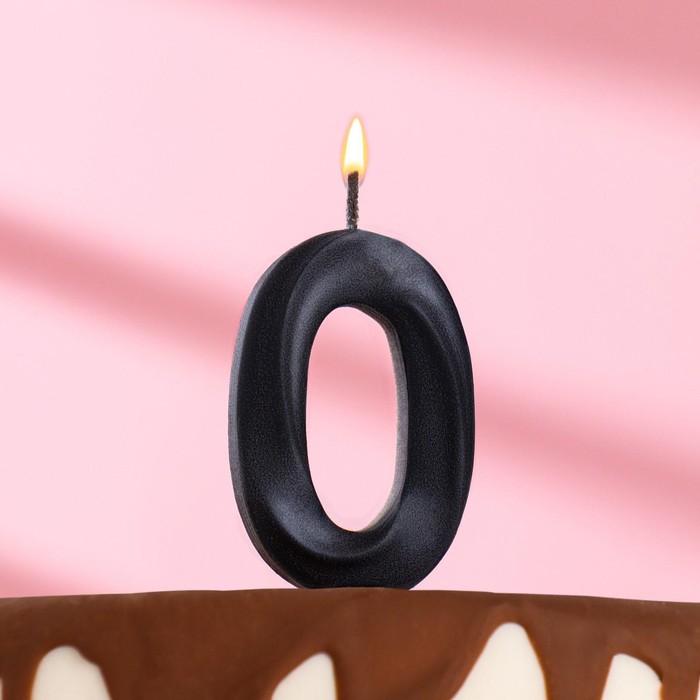 Свеча в торт Грань, цифра 0, черный металлик, 6,5 см свеча в торт грань цифра 5 черный металлик 6 5 см