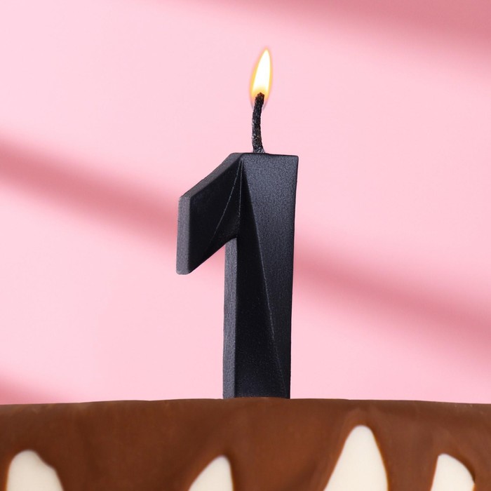 Свеча в торт Грань, цифра 1, черный металлик, 6,5 см свеча в торт грань цифра 5 черный металлик 6 5 см