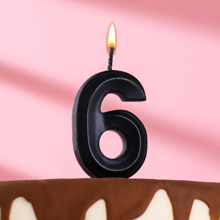 Свеча в торт Грань, цифра 6, черный металлик, 6,5 см свеча в торт грань цифра 1 золотой металлик 6 5 см
