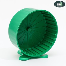 Колесо для грызунов полузакрытое пластиковое, с подставкой, 14 см, зеленый микс Ош