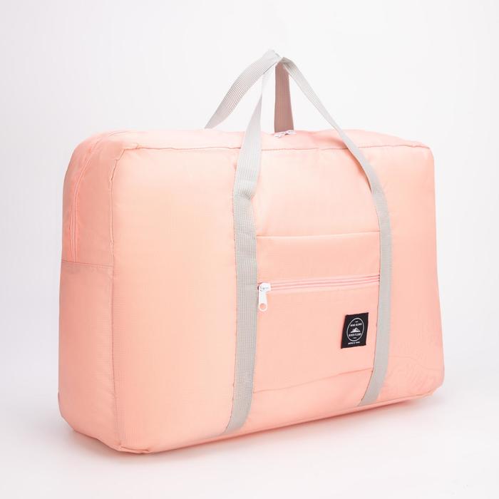 фото Сумка дорожная, складная в косметичку, отдел на молнии, держатель для чемодана, наружный карман, цвет розовый