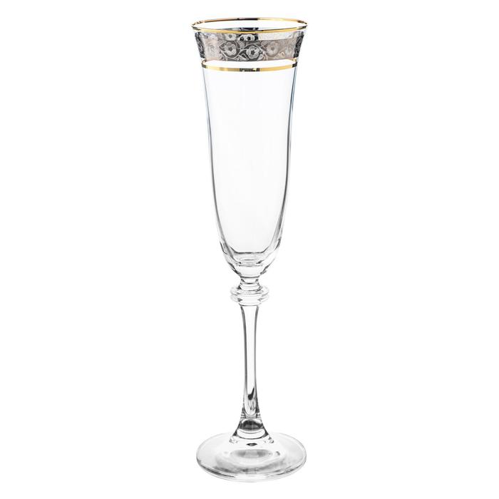 Набор бокалов для шампанского Asio, декор «Панто платина, отводка золото», 190 мл x 6 шт. набор бокалов для шампанского asio 190 мл 6 шт