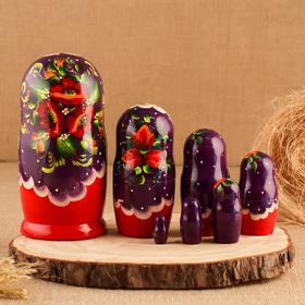 

Матрешка "Маки", фиолетово-красная платок, 7-ми кукольная, 21 см