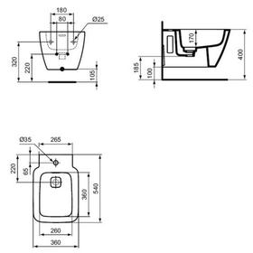 

Биде подвесное Ideal Standard STRADA II T297101, перелив, без клапана