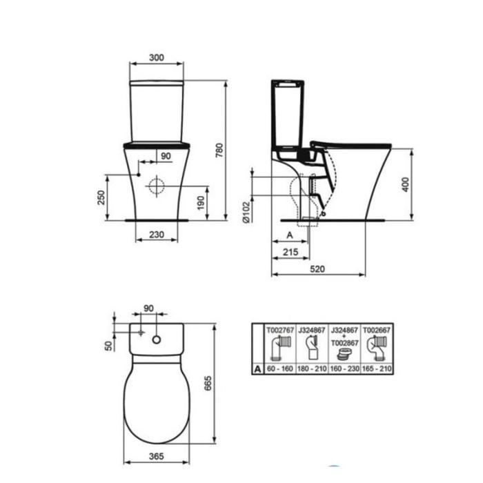 

Чаша унитаза Ideal Standard CONNECT AIR E009701, горизонтальный выпуск, без сиденья