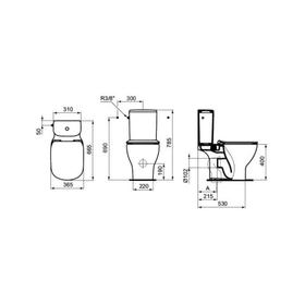 

Чаша унитаза Ideal Standard TESI T008701, горизонтальный выпуск, без сиденья, белый