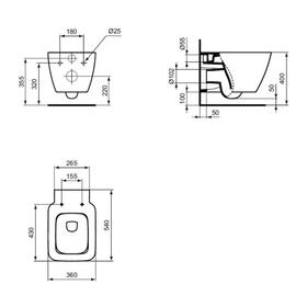 

Унитаз подвесной Ideal Standard STRADA II AquaBlade T359601, сиденье, дюропласт, белый