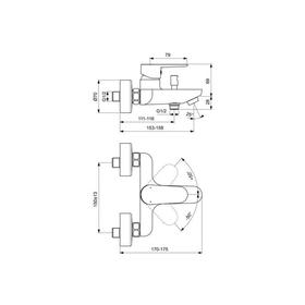 

Смеситель для ванны Ideal Standard CERAFINE BC500AA, однорычажный, излив 155 мм, хром
