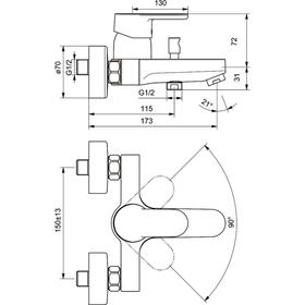 

Смеситель для ванны Ideal Standard CERAPLAN III B0718AA, однорычажный, хром
