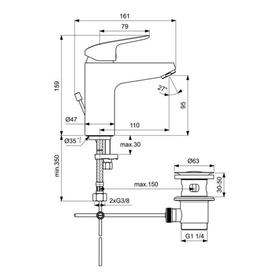 Смеситель для раковины Ideal Standard CERAFLEX B1712AA, однорычажный, излив 110 мм, хром от Сима-ленд