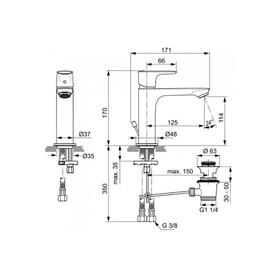 Смеситель для раковины Ideal Standard CONNECT AIR A7012AA, однорычажный, излив 125 мм, хром 746131 от Сима-ленд