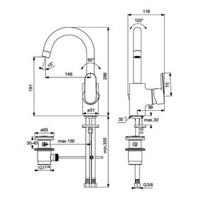 

Смеситель для раковины Ideal Standard Vito B0410AA, однорычажный, излив 146 мм, хром